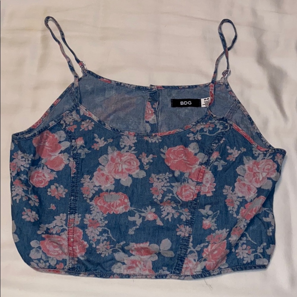 Denim Floral BDG Cropped Tank